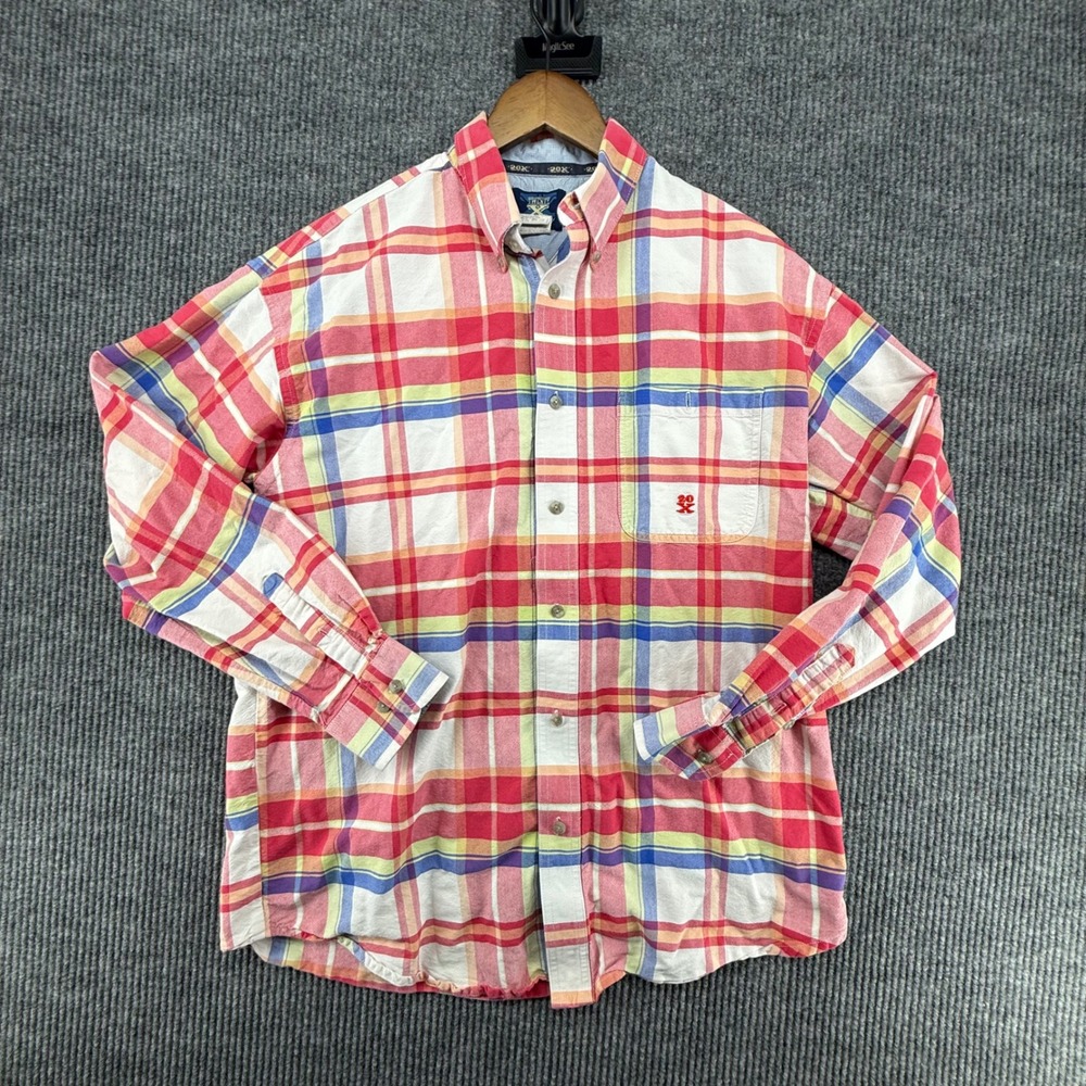 Wrangler 20X Button Down Mens Large Multicolor Plaid Excellent Western Shirt